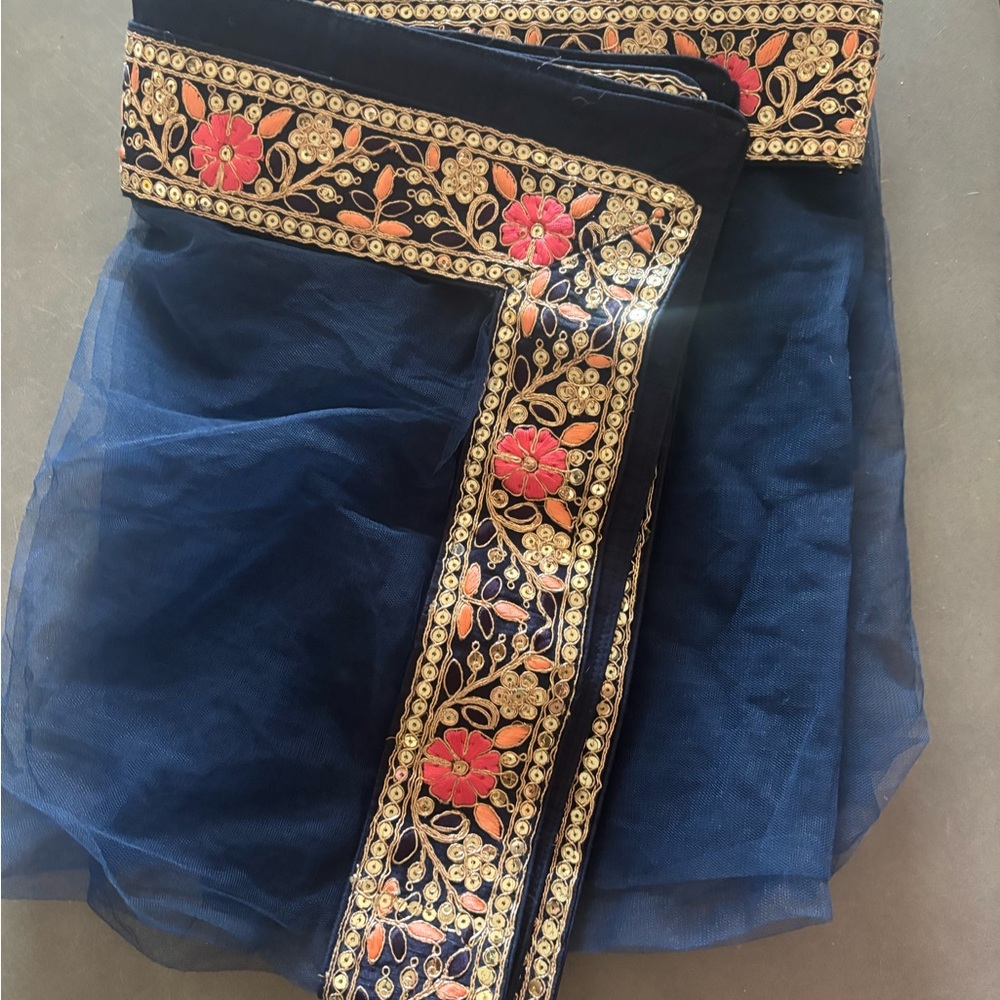 Mani Jassal Designer Dupatta Navy Blue